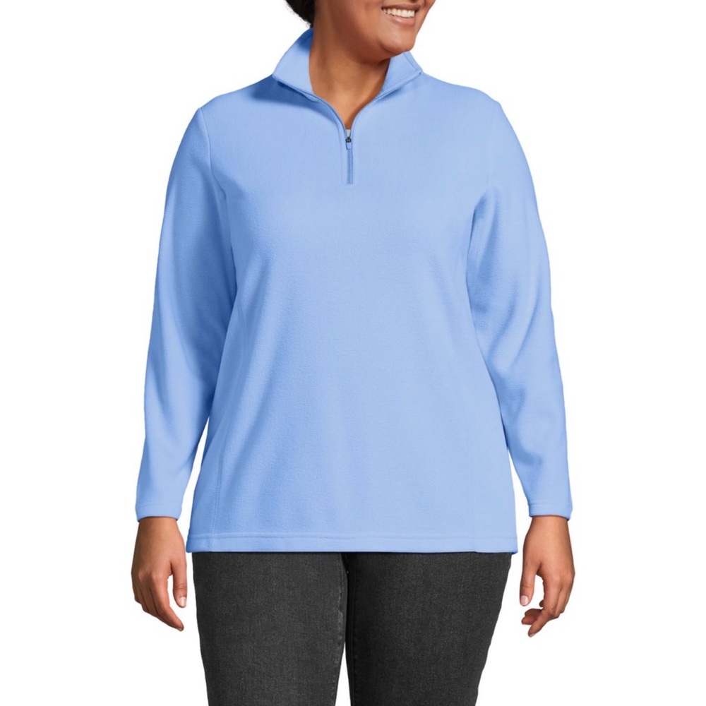 Plus Size Lands'‎ End 1/4-Zip Fleece Pullover Size 3X Sky Blue